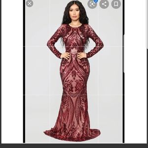 Fashion Nova Red Sequin Dress sz L  (12/14)